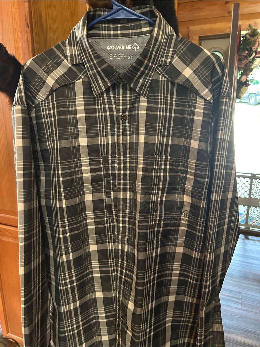 Wolverine Black and Gray Plaid Long-Sleeve Button-Down Shirt